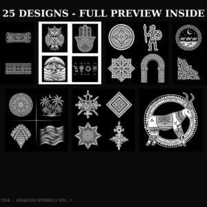 Amazigh Berber Yaz Khamsa Symbols Digital Download with Precise Name Guide