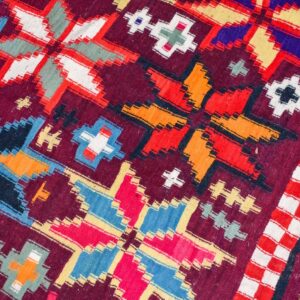 Traditional Amazigh Saharan Wool Carpet Rug with Vibrant Designs