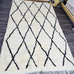 Hand Knotted Berber Beni Ourain Azilal Wool Rug