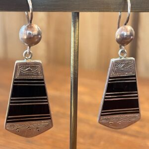 Tuareg Sterling Ebony Inlay Dangle Earrings Berber Desert Jewelry