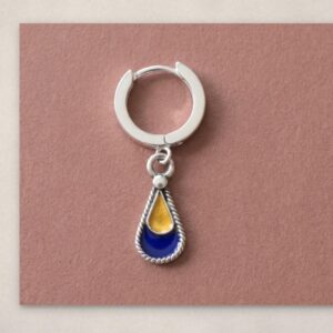 Amazigh Enamel Charms Earrings with Sterling Hoops Vintage Design