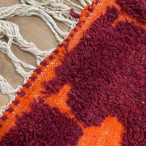 Berber Handmade Wool Beni Ourain Style Geometric Burgundy Rug