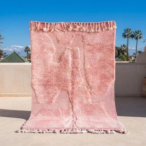 Amazigh Blush Pink Beni Ourain Berber Sculpted Wool Rug