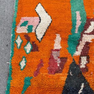 Amazigh Berber Custom Abstract Wool Rug Geometric Orange Tribal Carpet