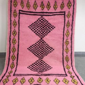 Amazigh Pink Round Wool Rug Berber Tribal Boho Carpet