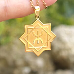 Amazigh Berber Yaz Tifinagh Symbol Stainless Steel Necklace