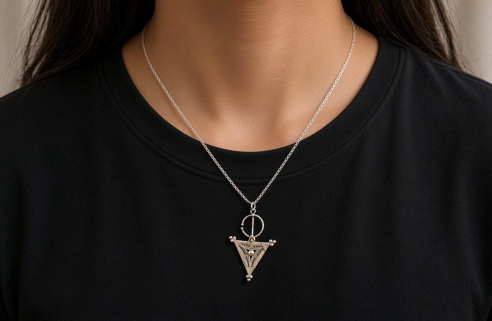 Amazigh Berber Sterling Yaz Symbol Pendant Design Necklace