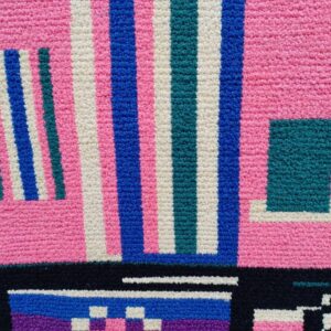 Berber Handmade Pink Geometric Sheep Wool Rug Atlas Floor Decor