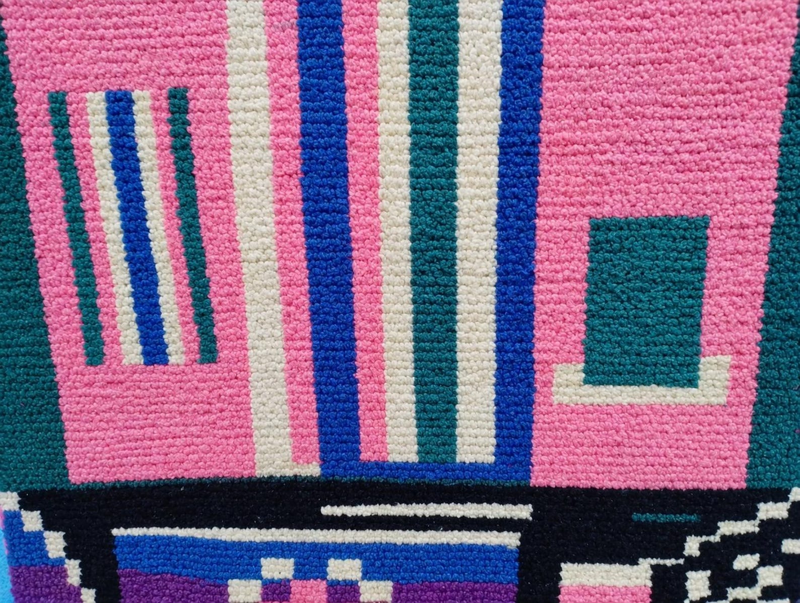 Berber Handmade Pink Geometric Sheep Wool Rug Atlas Floor Decor