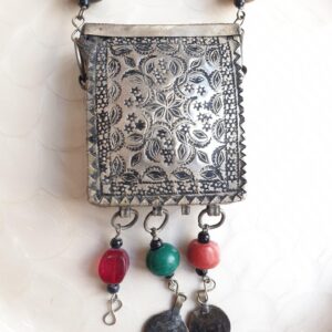 Berber Vintage Maroc Engraved Quran Box Pendant Necklace