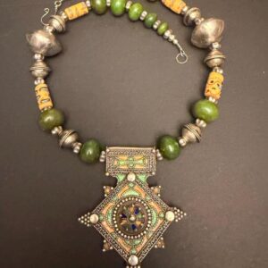 Boghdad Berber Amazigh Tifinagh Morrocan Symbolic and Mythical Millefiori Pendant Necklace