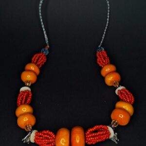 Amazigh Berber Handmade Resin Bead Statement Necklace with Tuareg Style