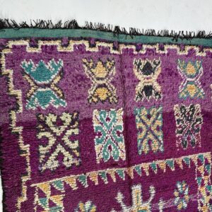 Vintage Purple Berber Amazigh Wool Rug with Tribal Motifs