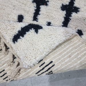 Berber Beni Ourain Handmade Wool Runner Rug Black White Design