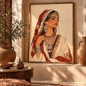 Amazigh Woman Wall Art Print with Berber Portrait Design