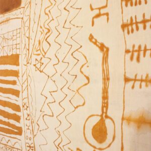 Amazigh Vintage Henna Mounted Chassis Textile Wall Art