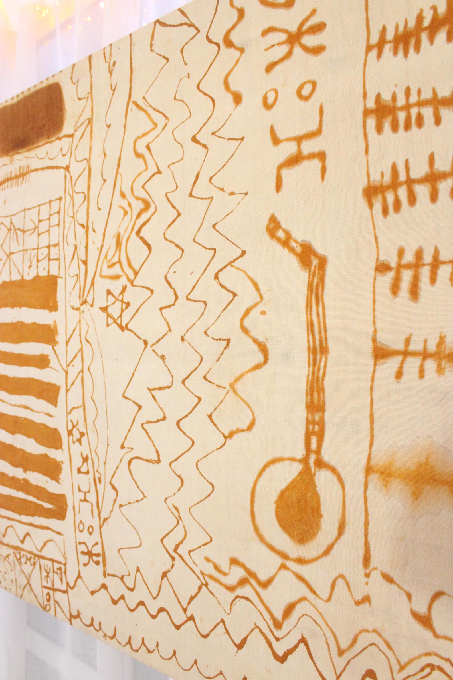 Amazigh Vintage Henna Mounted Chassis Textile Wall Art