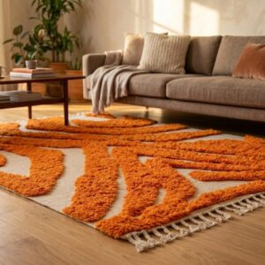 Amazigh Modern Abstract High Low Berber Wool Rug Custom Size