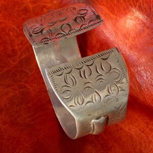 Berber Antique Tunisian Wide Flared Silver Bracelet with Satiny Wear