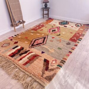 Amazigh Brown Berber Wool Rug Handwoven Tribal Carpet