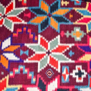Traditional Amazigh Saharan Wool Carpet Rug with Vibrant Designs