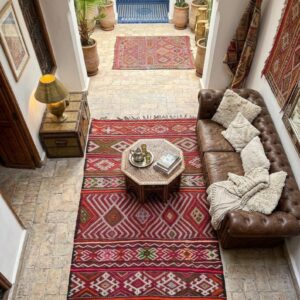 Vintage Berber Amazigh Handmade Tribal Rug with Geometric Motifs