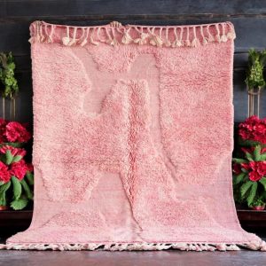 Amazigh Blush Pink Beni Ourain Berber Sculpted Wool Rug