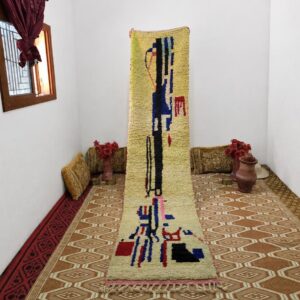 Amazigh Berber Wool Runner Rug with Abstract Geometric Design