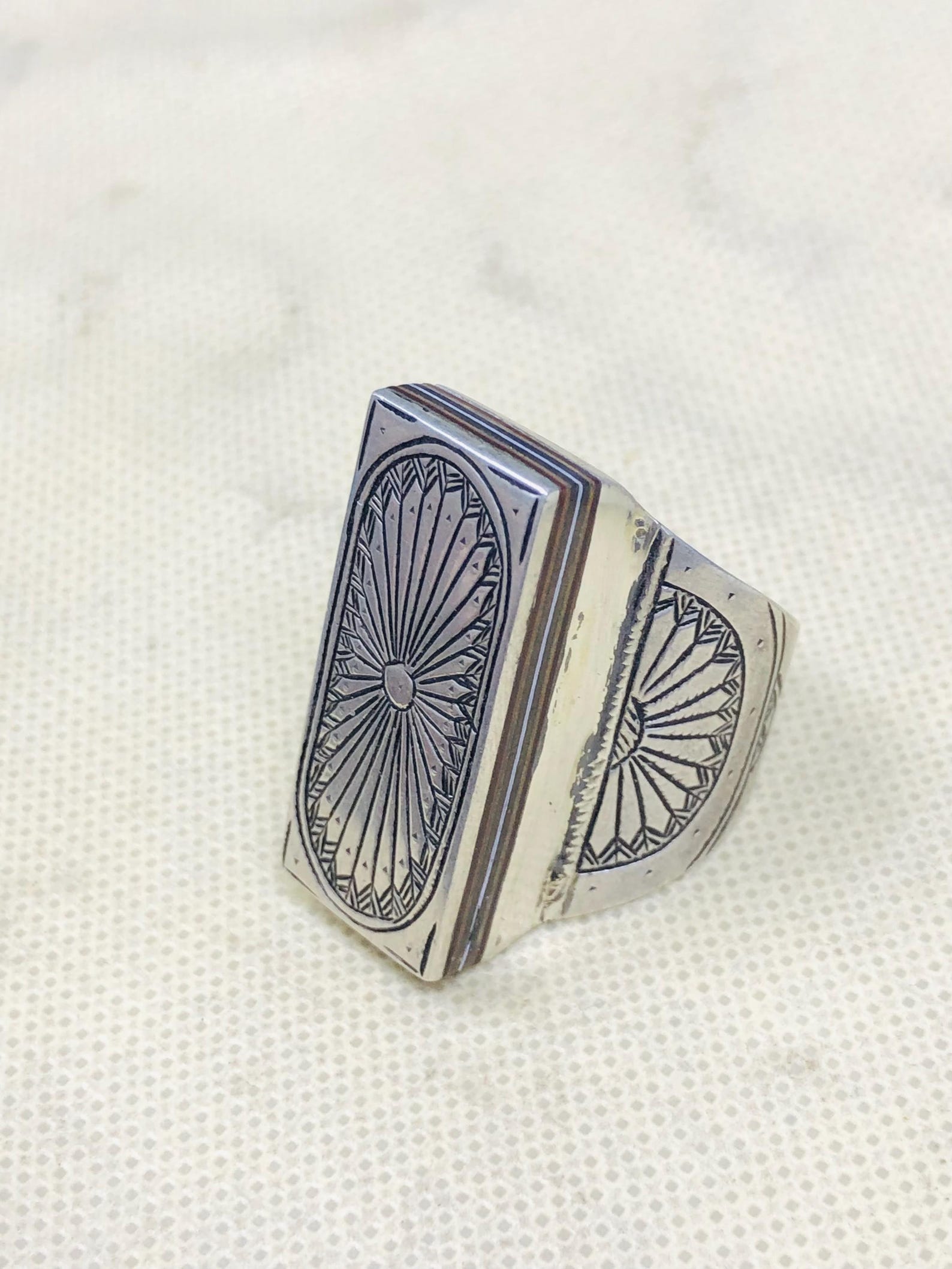 Berber Tuareg Sterling Silver Amazigh Engraved Traditional Jewelry Ring