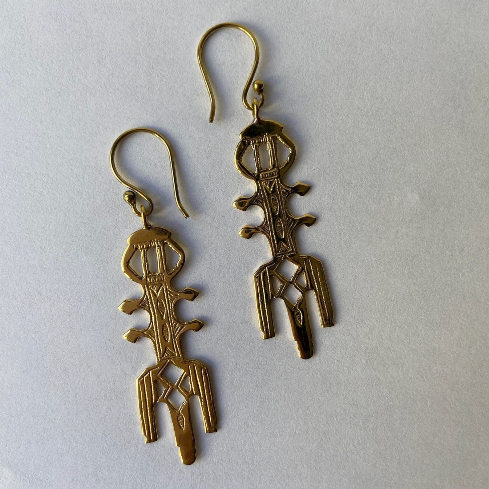 Berber Tuareg ITHRI Geometric Brass Earrings Handmade Jewelry