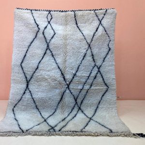 Berber Boho Checkered Wool Cotton Hand Knotted Rug