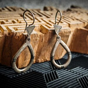 Amazigh Tuareg White Brass Vintage Drop Earrings Unique