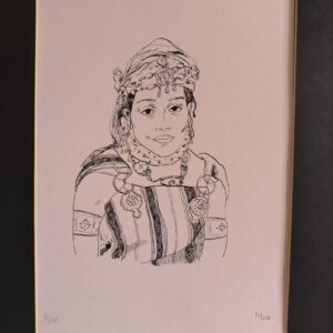 Amazigh Woman Ink Illustration Original Artwork Unique Portrait