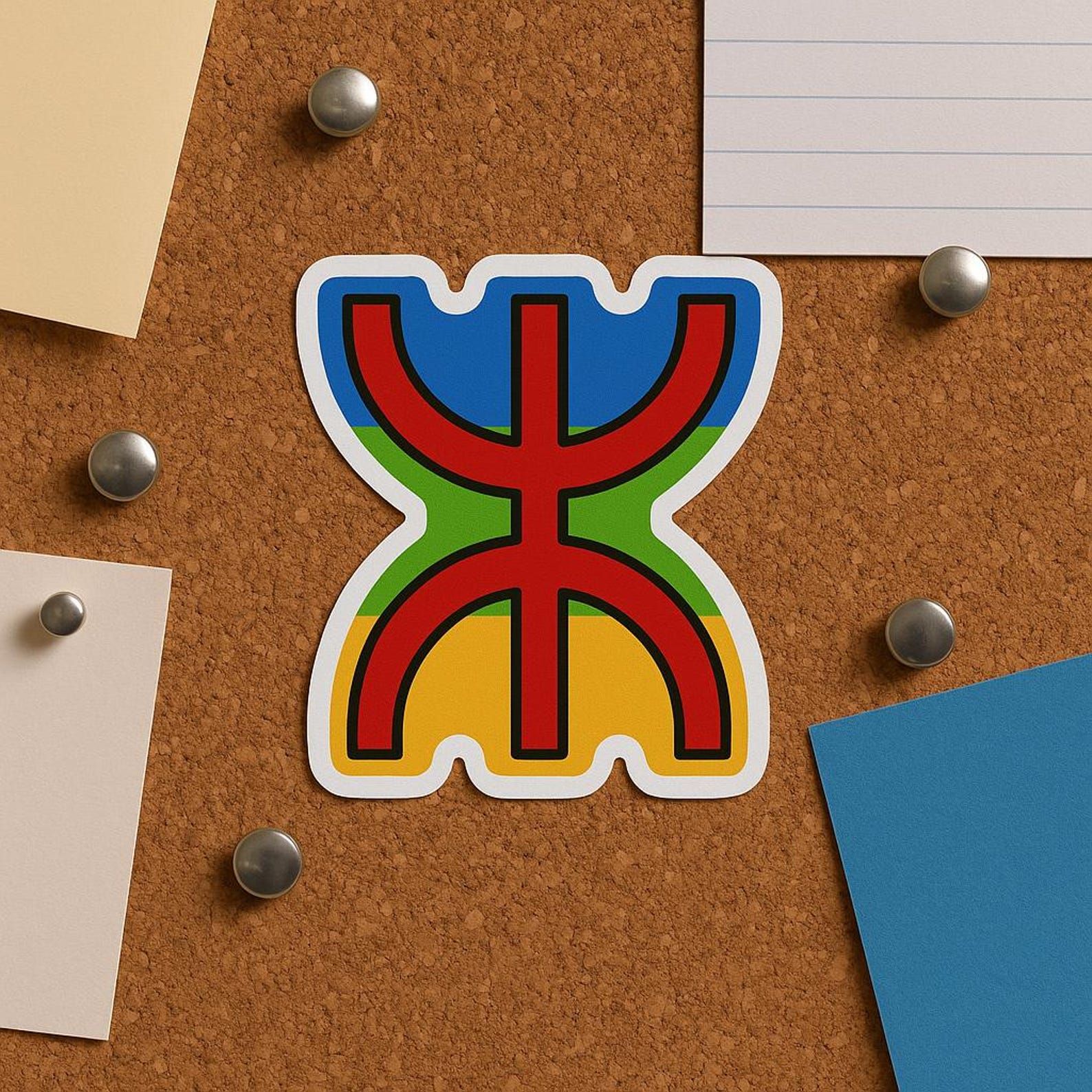 Amazigh Yaz Flag Sticker Berber Symbol Cultural Decal