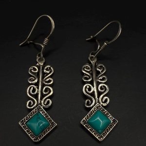 Berber Antique Silver Earrings with Hand Engraved Jewelry Design