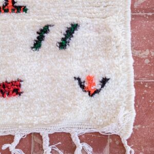 Amazigh Berber Beni Ourain Wool Rug with Colorful Symbols