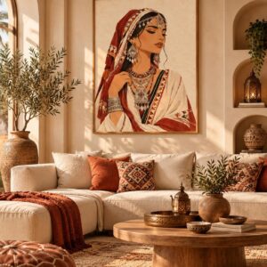 Amazigh Woman Wall Art Print with Berber Portrait Design
