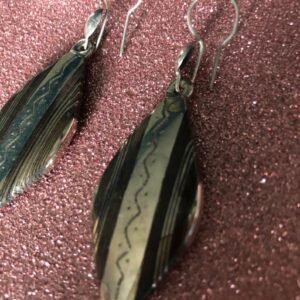 Amazigh Stunning Tuareg Ebony Silver Earrings with Geometric Designs