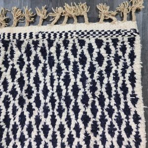 Berber Handmade Black Ivory Diamond Runner Hallway Rug Custom Size