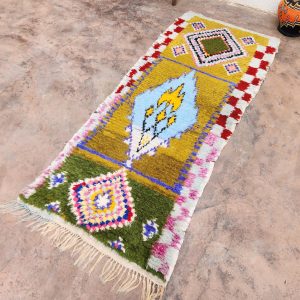 Berber Boucherouite Colorful Handmade Runner Rug with Hallway Style