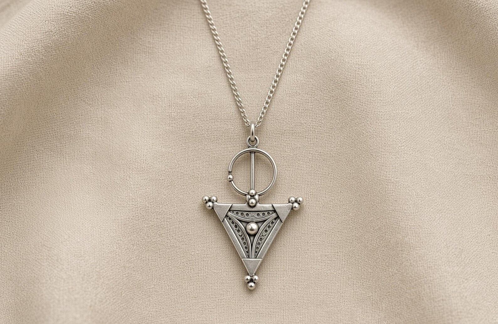 Amazigh Berber Sterling Yaz Symbol Pendant Design Necklace