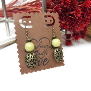 Berber Lemon Jade Bronze Earrings with Handcrafted Jewelry Design