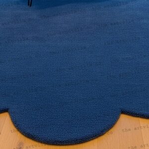 Amazigh Tufted Wool Rug with Abstract Organic Scalloped Design