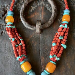 Berber Amazigh Tuareg Cross Necklace with Yaz Symbol