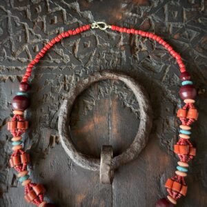 Amazigh Berber Five Coin Beaded Artisan Traditional Necklace
