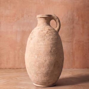 Berber Ovoid Terracotta Vase with Single Handle Antique Vessel