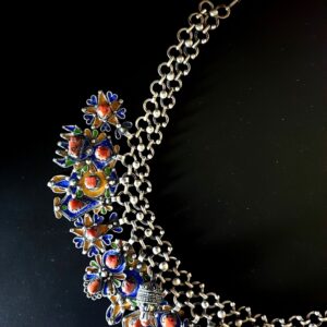 Exceptionnel Superbe Amazigh Berber Kabyle Tifinagh Silver Coral Enamel Necklace