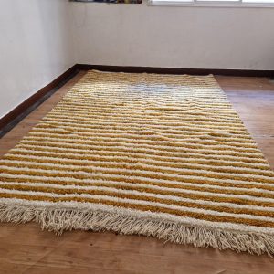 Berber Handmade Wool Rug with Brown Levels Pattern Design