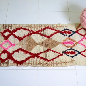 Handwoven Azilal Berber Wool Rug with Bohemian Geometric Design
