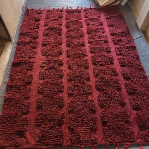Berber Burgundy Beni Ourain Textured Wool Geometric Rug
